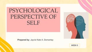 PSYCHOLOGICAL
PERSPECTIVE OF
SELF
Prepared by: Jayvie Kate A. Domantay
WEEK 5
 