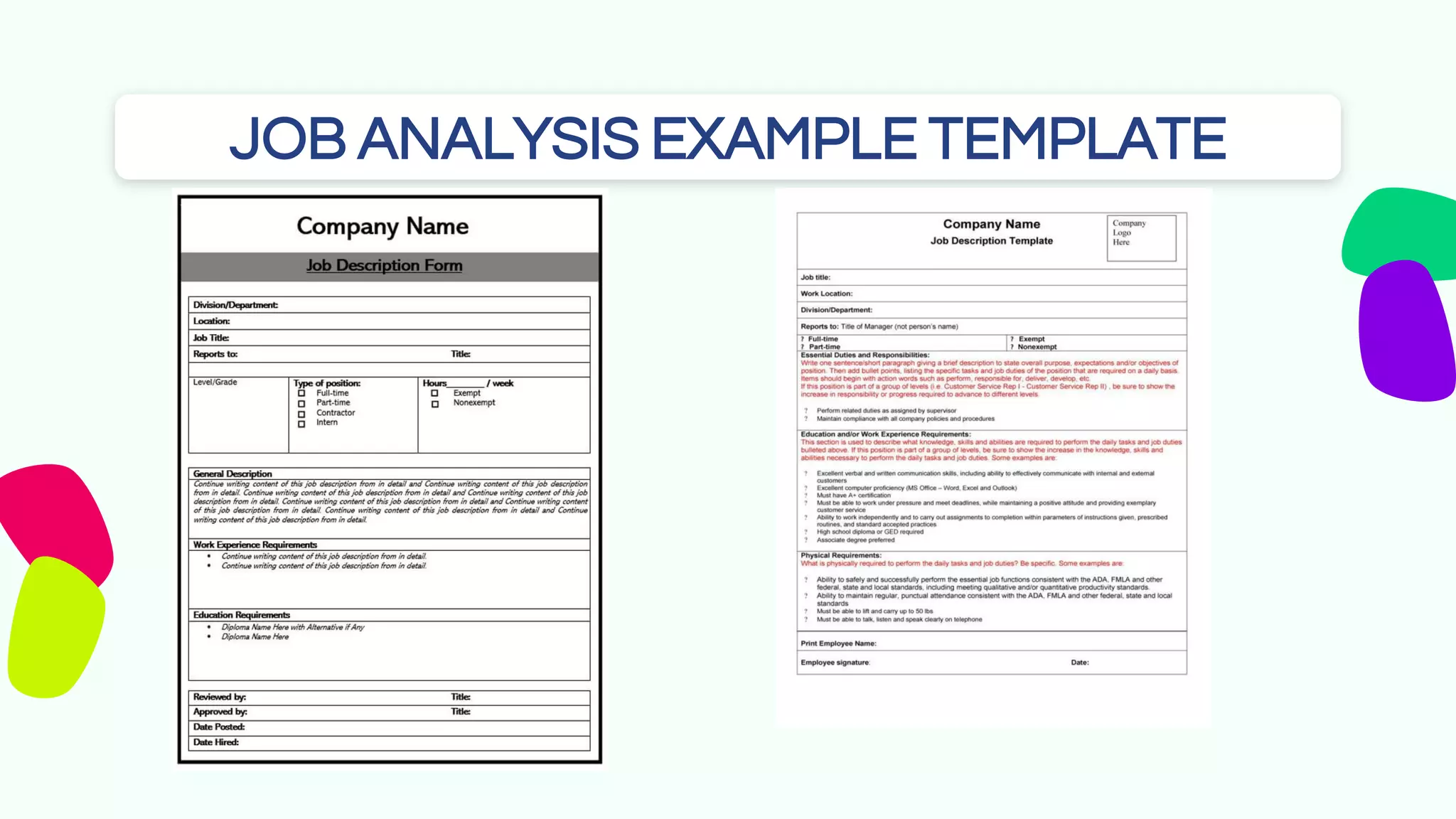 JOB ANALYSIS EXAMPLE TEMPLATE
 