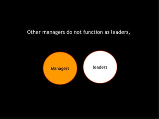 Other managers do not function as leaders,  leaders Managers 