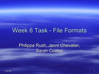 Week 6 Task - File Formats Philippa Rush, Jenni Chevalier, Sarah Coates 