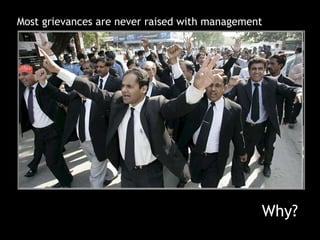 Most grievances are never raised with management




                                               Why?
 