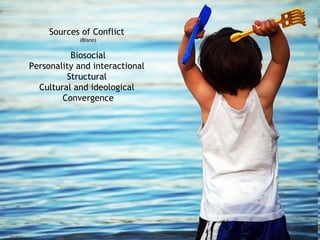 Sources of Conflict
            (Bisno)


          Biosocial
Personality and interactional
         Structural
  Cultural and ideological
        Convergence
 