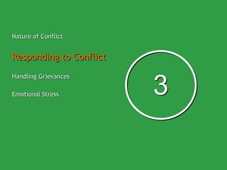 Nature of Conflict Responding to Conflict Handling Grievances Emotional Stress 3 3 