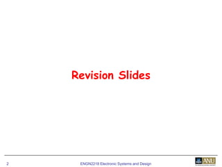 ENGN2218 Electronic Systems and Design2
Revision Slides
 