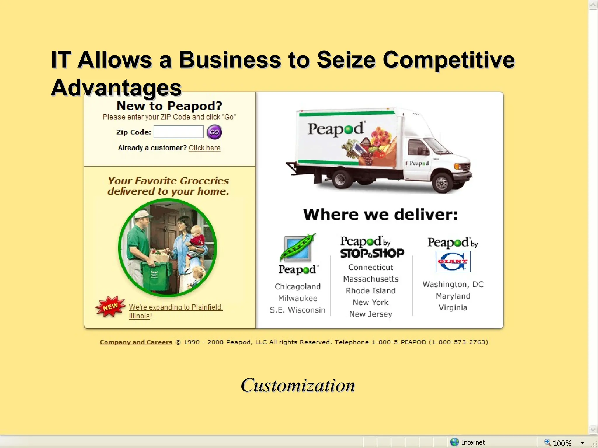 13
EMBA 226 • College of Business Administration • California State University, Sacramento
IT Allows a Business to Seize Competitive
IT Allows a Business to Seize Competitive
Advantages
Advantages
Customization
Customization
 