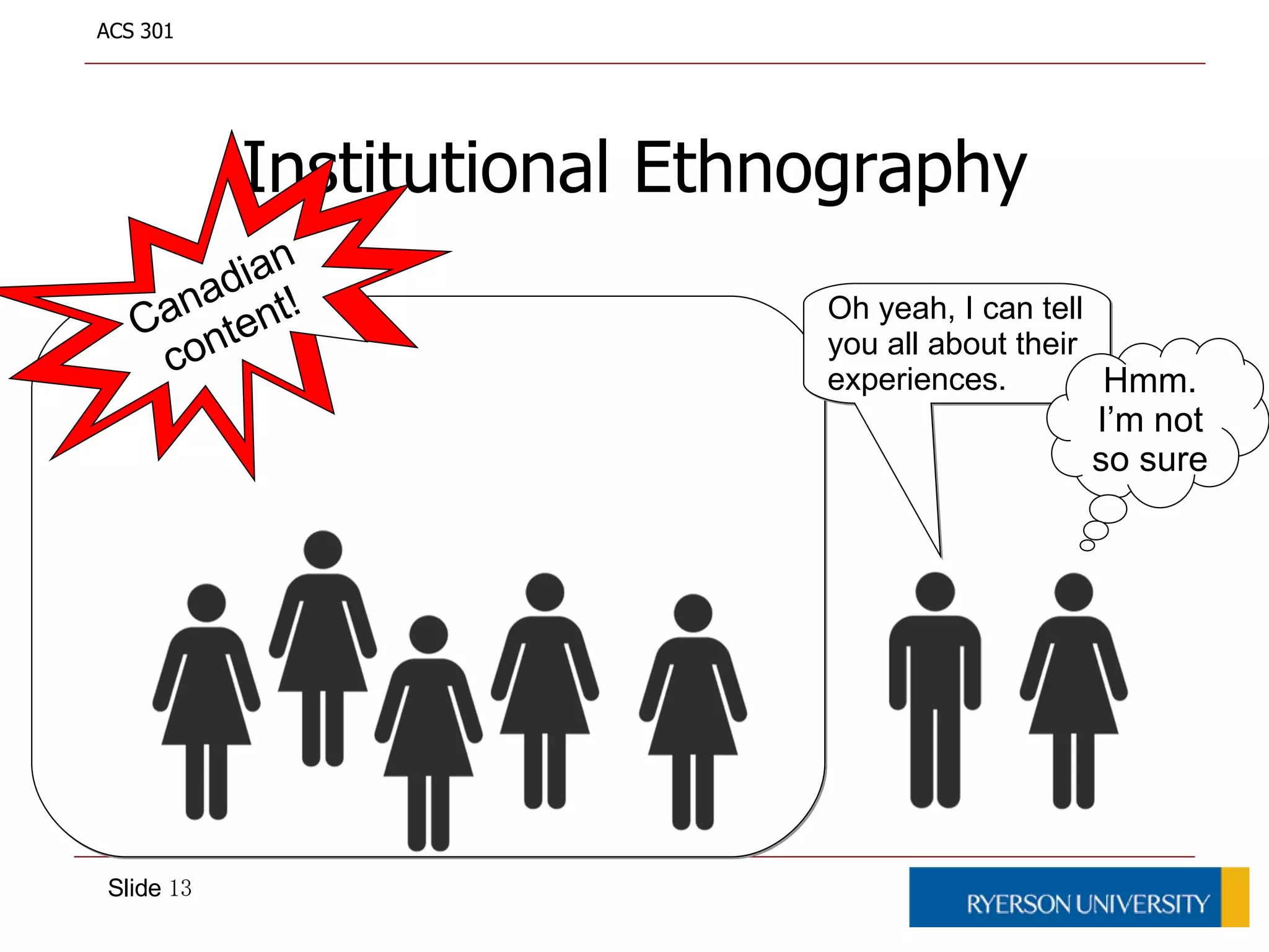 Case Study: Prada shoppingCorporate EthnographyEmbedded RFID tags in clothes so shoppers can easily find complete outfitsCreated frosted glass doors for changing rooms that turn to windows at the touch of a buttonMirrors have a 5-second delay allowing shoppers to see the view from behind