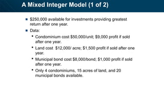 integerS programming OperaTIONS RESEARCH | PPTX