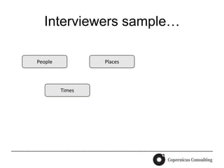 Interviewers sample…

People           Places




         Times
 