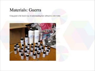 Materials: Guerra
Using paint is the fastest way of understanding how subtractive color works
 