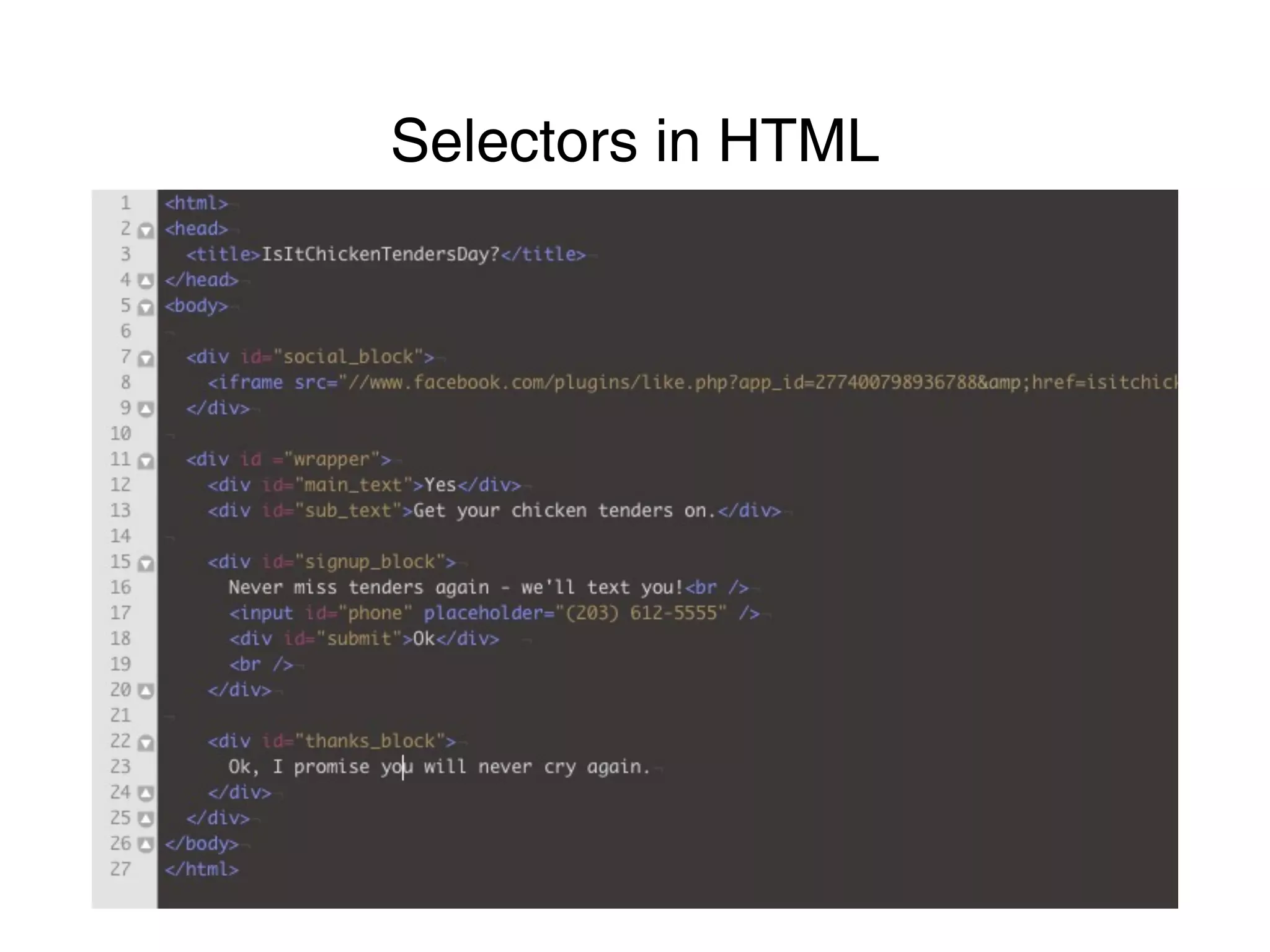 Selectors in HTML
 