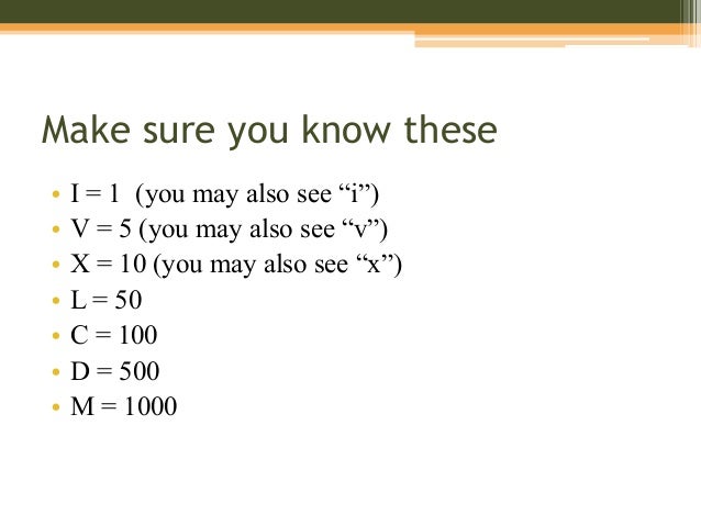 Week 1 Roman Numerals and Fractions