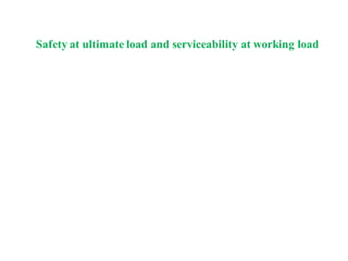Safety at ultimate load and serviceability at working load
 