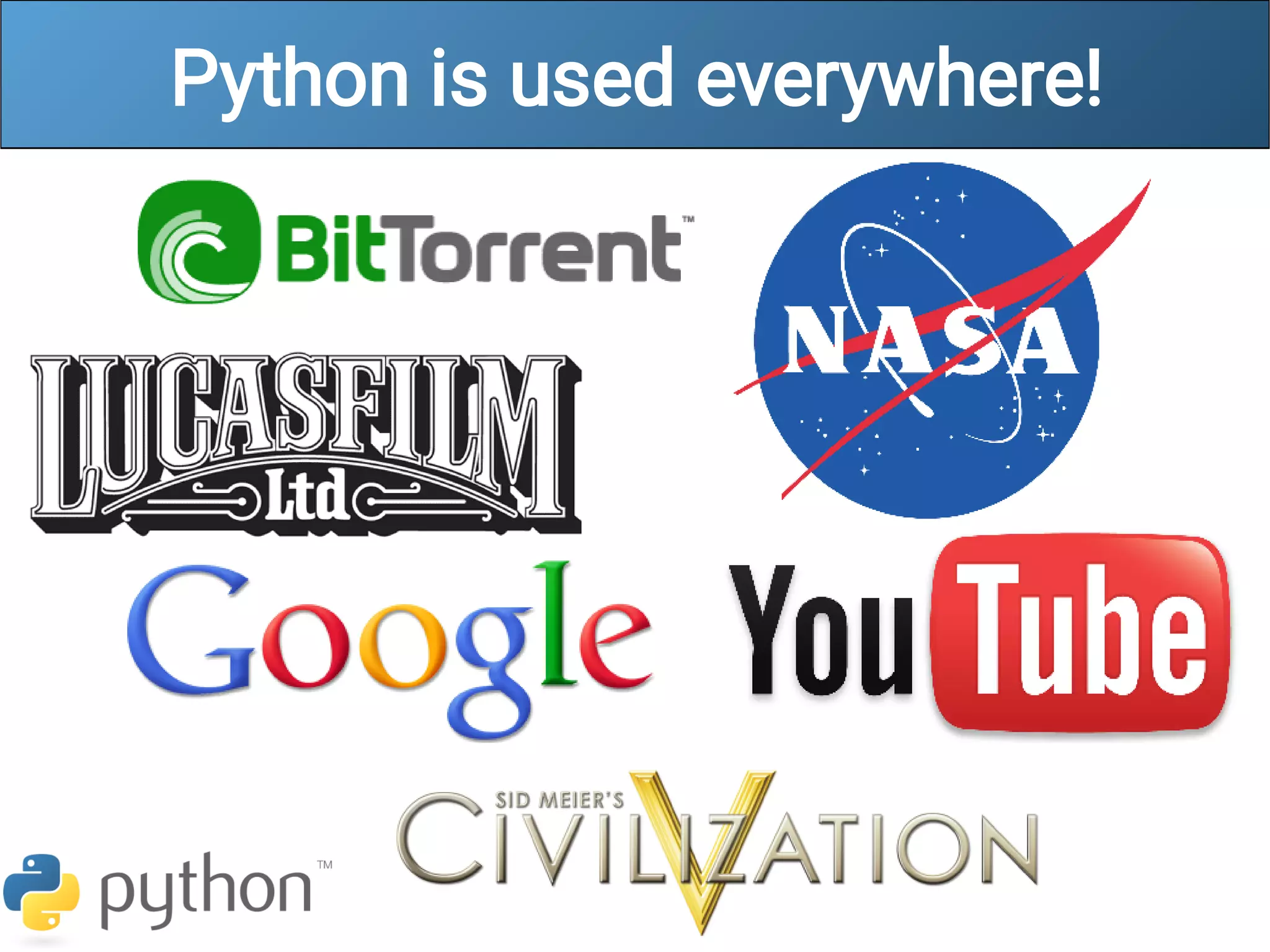 Python is used everywhere!
 