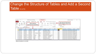 Change the Structure of Tables and Add a Second
Table (4 of 6)
 