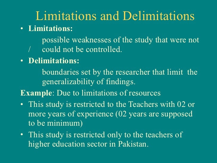 Thesis limitations and delimitations