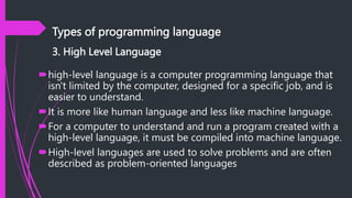 week 1 - INTRO TO PROGRAMMING.pptx | Programming Languages | Computing