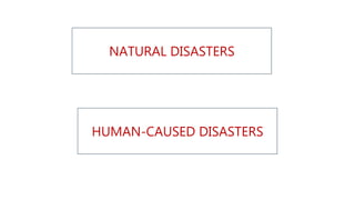 NATURAL DISASTERS
HUMAN-CAUSED DISASTERS
 