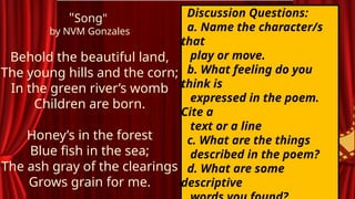 Poetry Descriptions and Imagery - ENGLISH 7 MATATAG QUARTER 1 WEEK 1 | PPTX