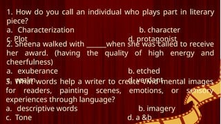 Poetry Descriptions and Imagery - ENGLISH 7 MATATAG QUARTER 1 WEEK 1 | PPTX