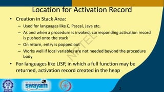 Comprehensive Overview of Activation Records and Intermediate Code ...