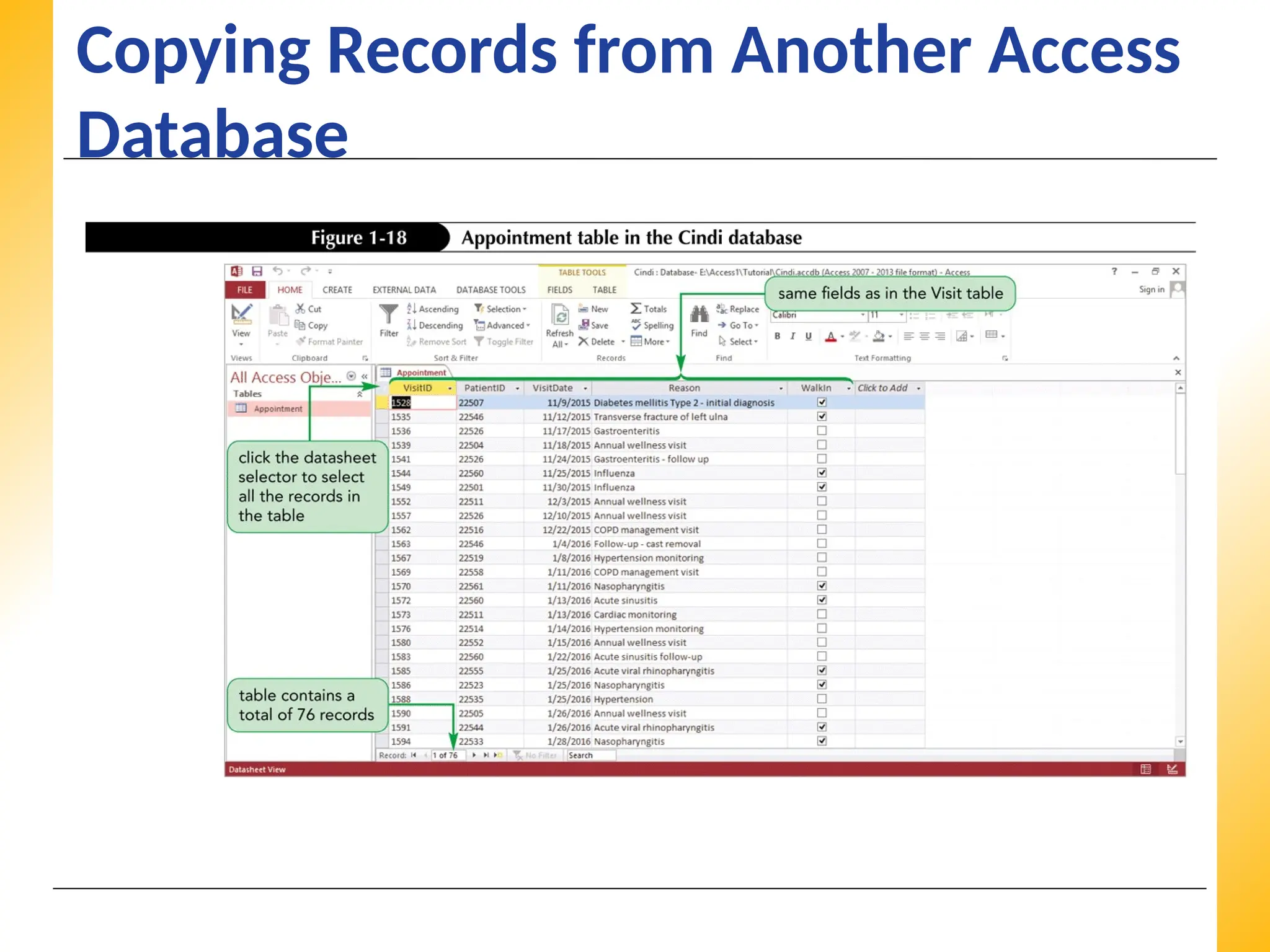 XP
XP
XP
Copying Records from Another Access
Database
 