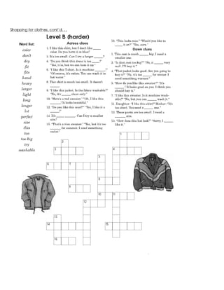 Week 10 - Class 1 - Shopping Crossword No.2 - Answers