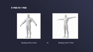 A-POSE VS T-POSE
Binding with A-Pose vs. Binding with T-Pose
 