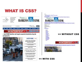 WHAT IS CSS? 
<< WITHOUT CSS 
<< WITH CSS 
 