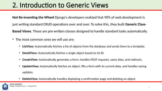 Generic View Week 10 – Class-Based Views (CBV) - including ListView, DetailView ...