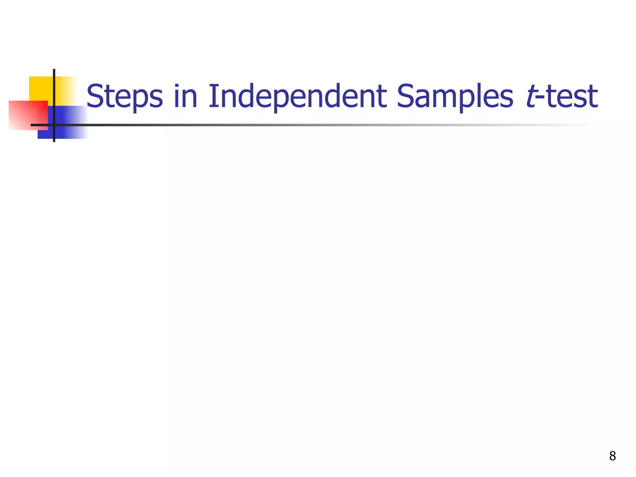 Steps in Independent Samples t-test




                                      8
 