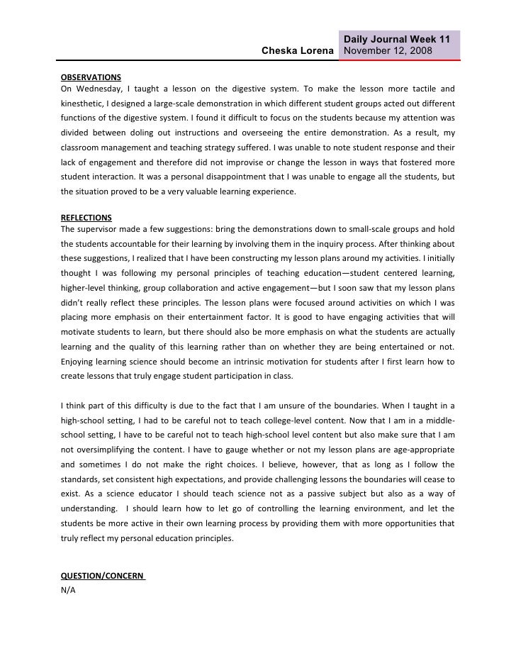 reflection essay on writing lesson plans