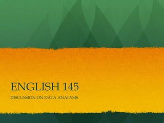 ENGLISH 145
DISCUSSION ON DATA ANALYSIS
 