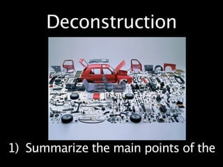 Deconstruction




1) Summarize the main points of the
 
