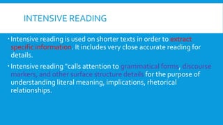 Code Intensive Reading Comprehensive Approaches to Teaching English Reading Skills | PDF
