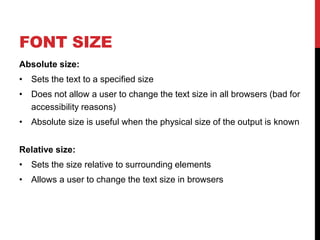 Week 12 CSS Font - size | PPT