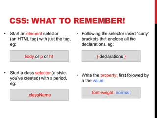 Week 12 CSS - Review from last week | PPTX