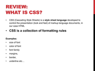 Week 12 CSS - Review from last week | PPT