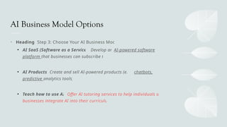How to use AI to start business for less than 10k? | PPTX