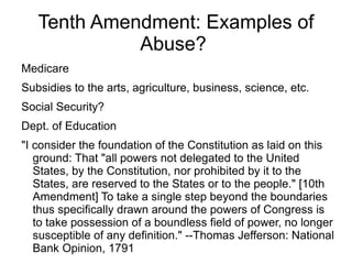 Tenth Amendment Examples