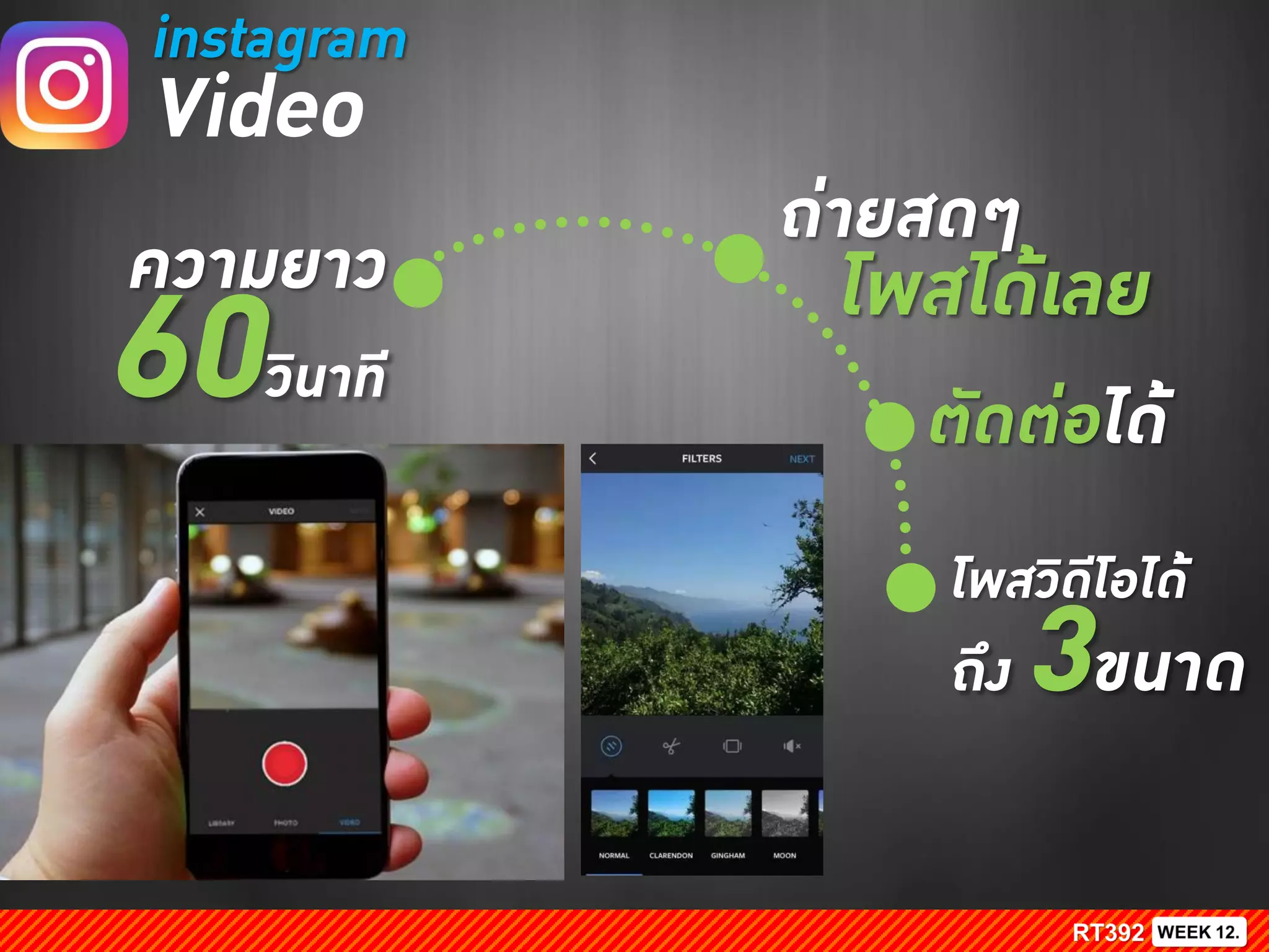 instagram
Video
ความยาว
60วินาที
ถ่ายสดๆ
โพสได้เลย
ตัดต่อได้
โพสวิดีโอได้
ถึง 3ขนาด
 