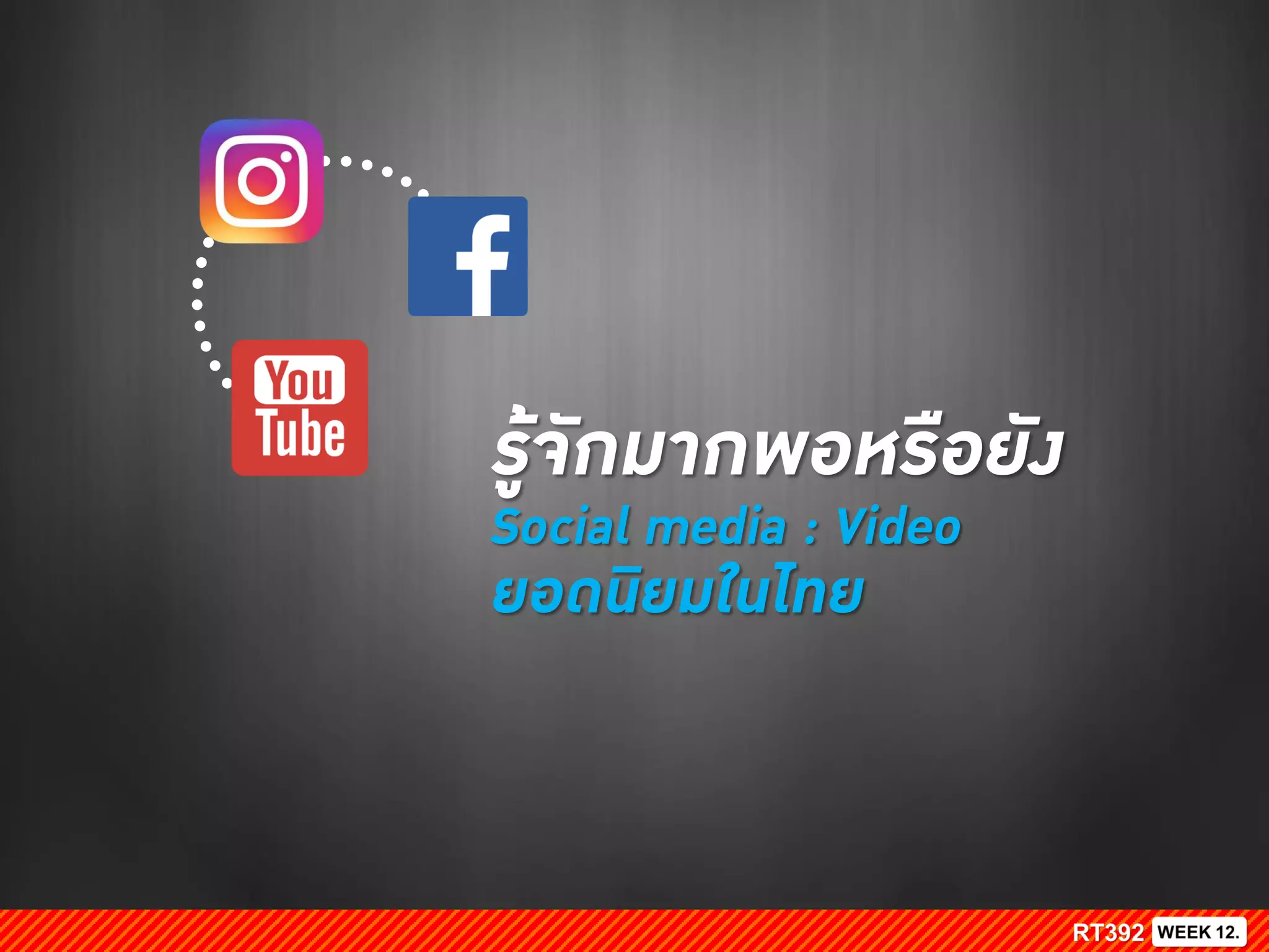 รู้จักมากพอหรือยัง
Social media : Video
ยอดนิยมในไทย
 