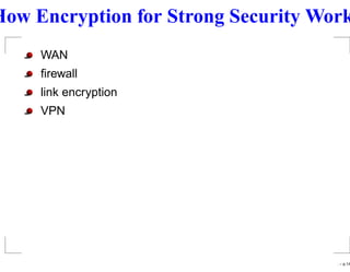 ow Encryption for Strong Security Works
   WAN
   ﬁrewall
   link encryption
   VPN




                                    . – p.1/6
 