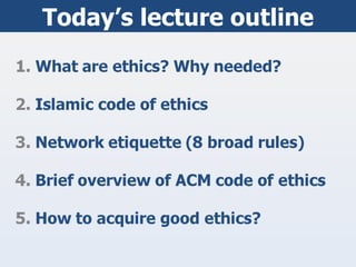 Today’s lecture outline 