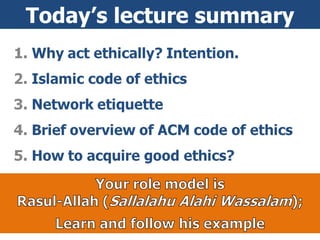 Today’s lecture summary 