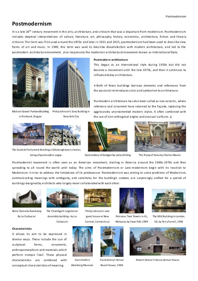 Week 13 Post Modernism