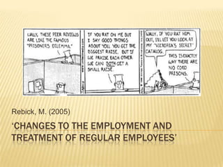 Rebick, M. (2005)
‘CHANGES TO THE EMPLOYMENT AND
TREATMENT OF REGULAR EMPLOYEES’
 