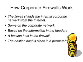 How Corporate Firewalls Work ,[object Object],[object Object],[object Object],[object Object],[object Object]