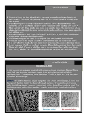 IDENTIFICATION LECTURE OF DIFFERENT FIBERS BY DIFFERENT WAYS