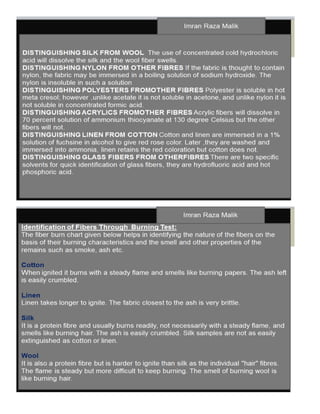 IDENTIFICATION LECTURE OF DIFFERENT FIBERS BY DIFFERENT WAYS