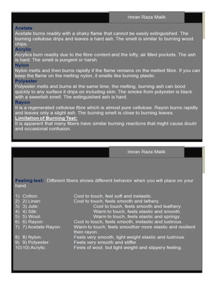 IDENTIFICATION LECTURE OF DIFFERENT FIBERS BY DIFFERENT WAYS